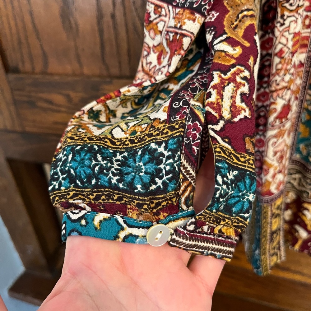 J. Jill Patchwork Tunic Button Down Top, Small - image 4